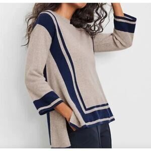 Garnet Hill Recycled Cashmere Striped Sweater Women Size Small